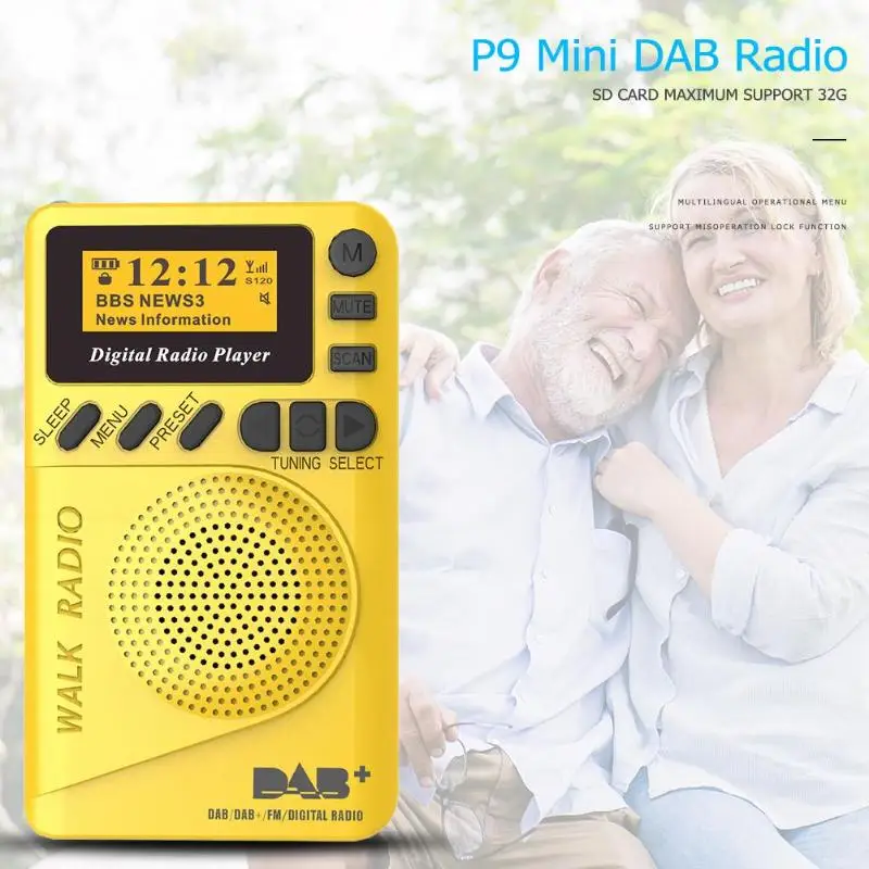 P9 Мини карманный DAB цифровой радио Воспроизведение FM цифровой демодулятор портативный MP3 плеер с ЖК-дисплеем экран мультимедийный плеер