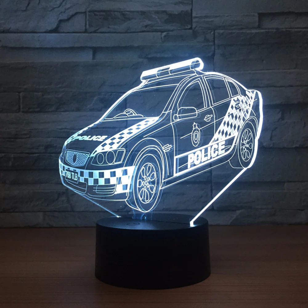 Полицейский Автомобиль 3d ночной Светильник прикроватный праздничный подарок