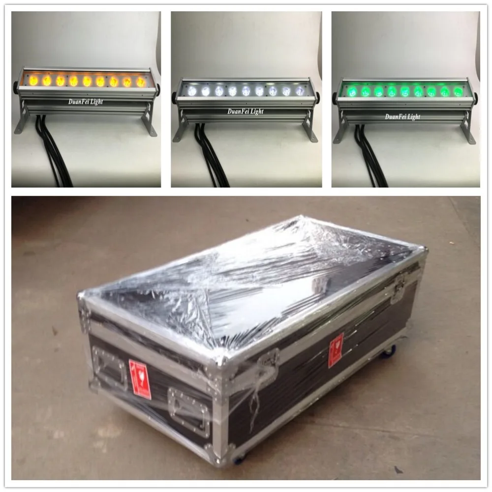 10 партий/flycase 9x18 Вт светодиодный rgbwa УФ-бар кабель powercon мини-полоса светодиодная