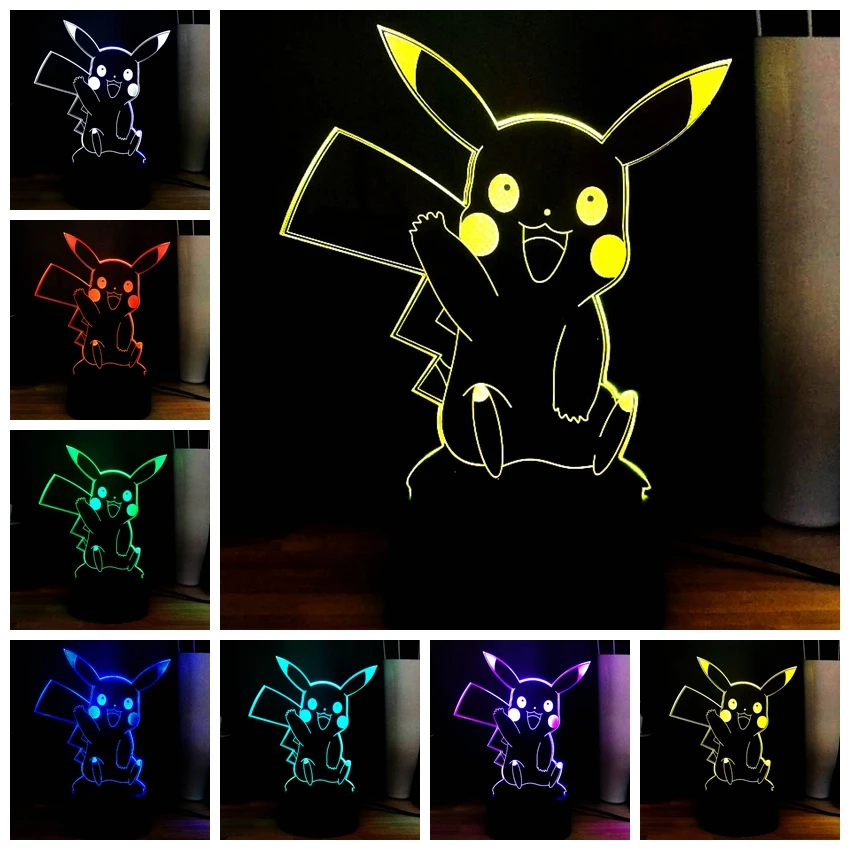 Покемон го каваи 3D ночник милый Пикачу чармандер Сквиртл Charizard USB сенсорный