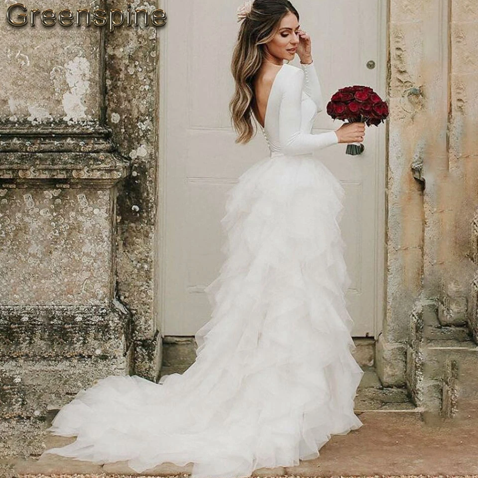 Принцесса свадебное платье с длинным рукавом 2019 Vestido de novia Тюль рюшами старинные