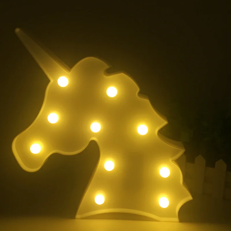 Ночник с объемным единорогом милые животные Luminaria лампа единорог маркиз надпись