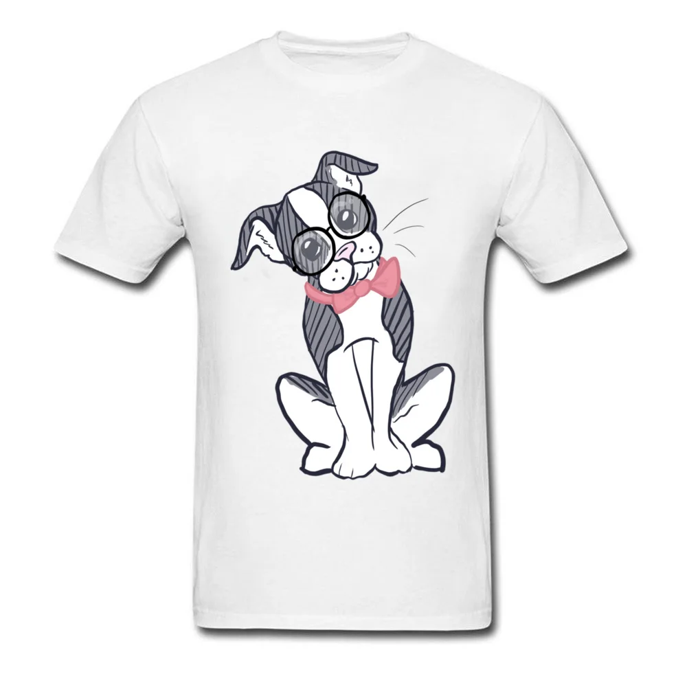 Мужская футболка s Fun 2018 Бостон терьер с очками и бабочкой Милая принтом собаки