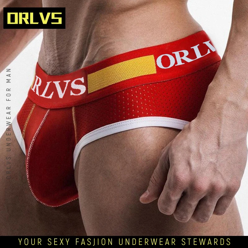 ORLVS Новое дизайнерское Брендовое Мужское нижнее белье трусы брифы сетчатые шорты