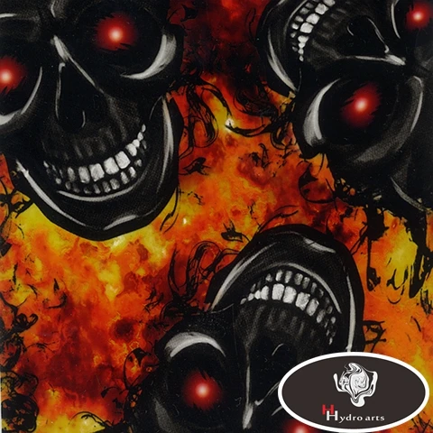Пламя и рисунком черепа гидрографическая Плёнки вода трансферная печать Аква
