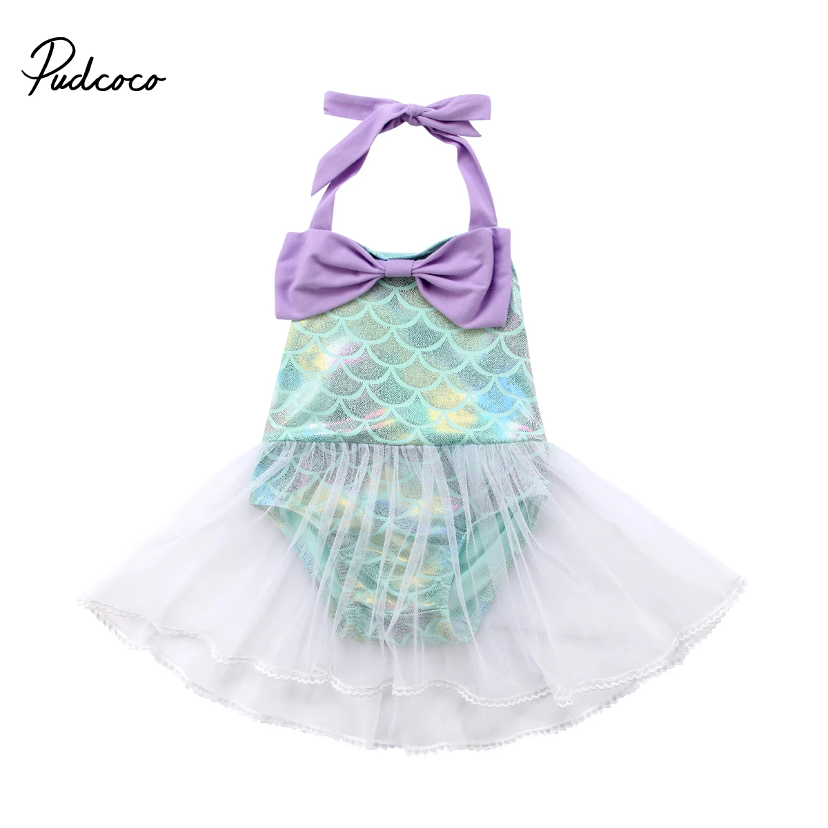 Комбинезоны русалки для маленьких девочек 2019 Кружевной Костюм из тюля Летний