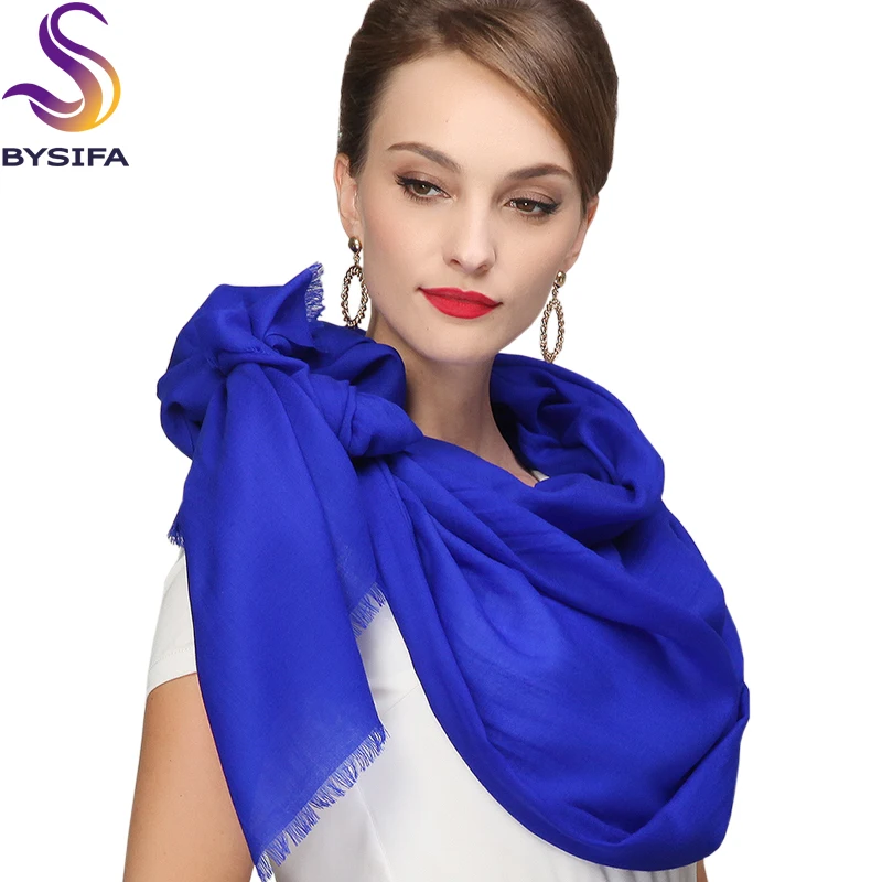 Женский шерстяной шарф однотонный длинный с принтом 100% Натуральная шерсть 210x80 см