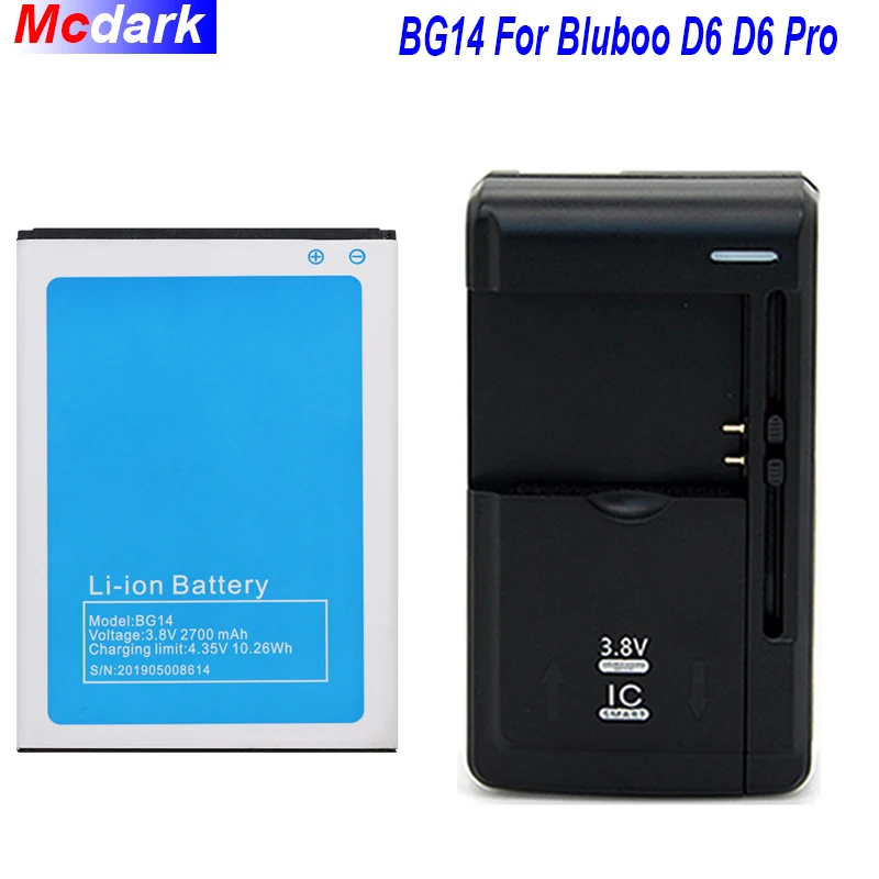 1 шт. + зарядка 2700 мАч батарея BG14 для Bluboo D6 Pro внешняя аккумуляторная