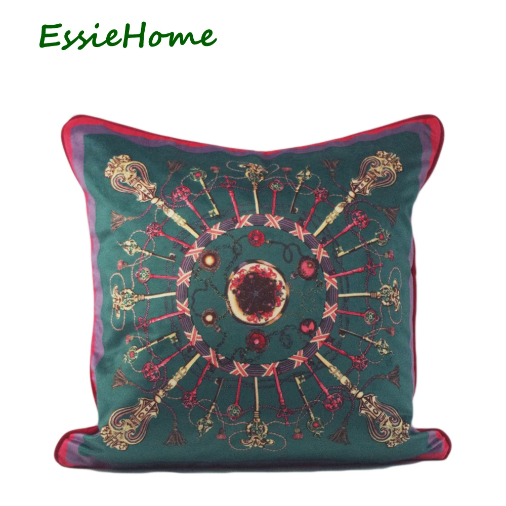 Мягкая Бархатная подушка в стиле рококо ESSIE HOME с принтом виде красного круга|cushion
