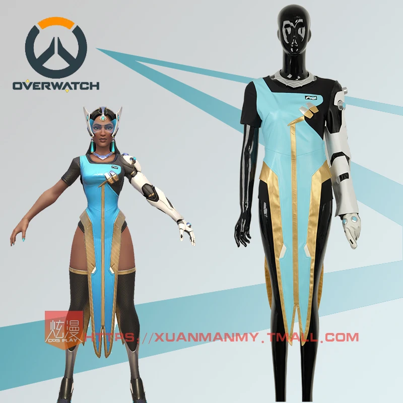 OW Over and Watch Symmetra наряд с головным убором перчатки чулки карнавальный костюм