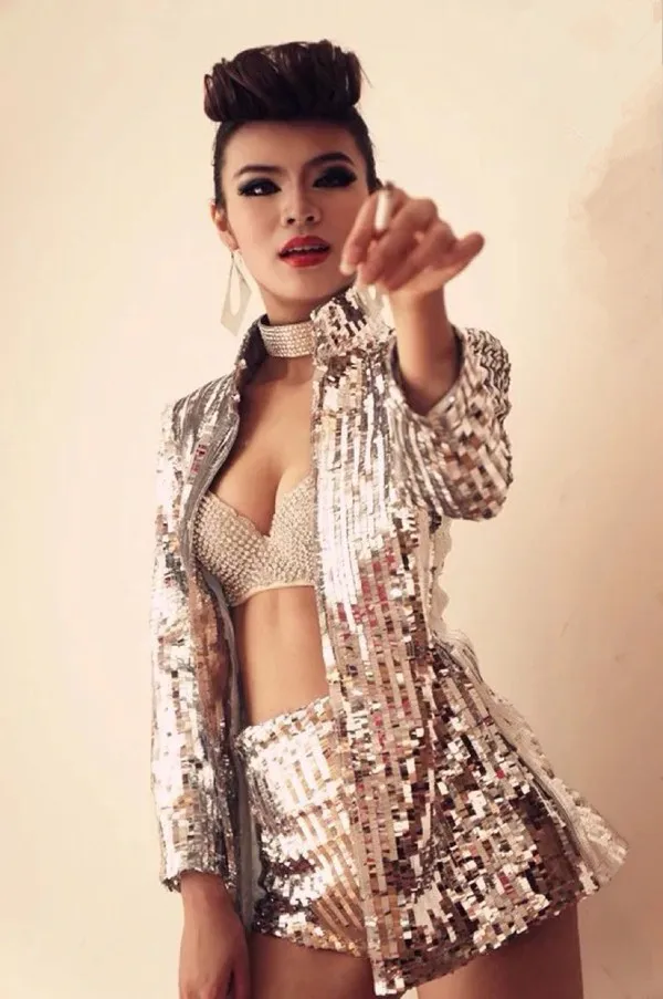 Куртка с блестками длинная куртка сценическая певица DS DJ костюм для ночного