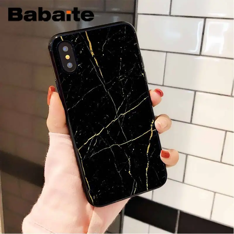 Babaite черный золотой мраморный ТПУ Черный чехол для телефона, чехол для iPhone 8 7 6 6S Plus X XS MAX 5 5S SE XR 11 11pro 11promax Shell