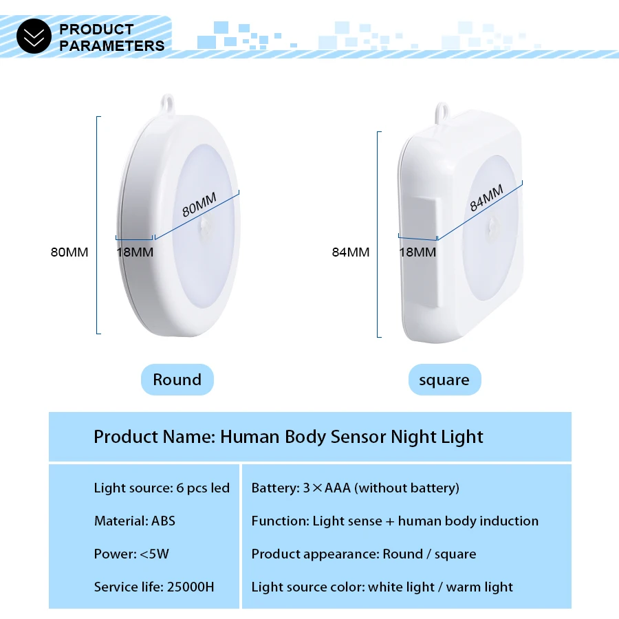 5 pcs Infrared Motion Sensor Night Light Dia 80mm 6 LEDs Wireless Detector Auto On/Off Lamp Protect Eye New Closet | Лампы и освещение