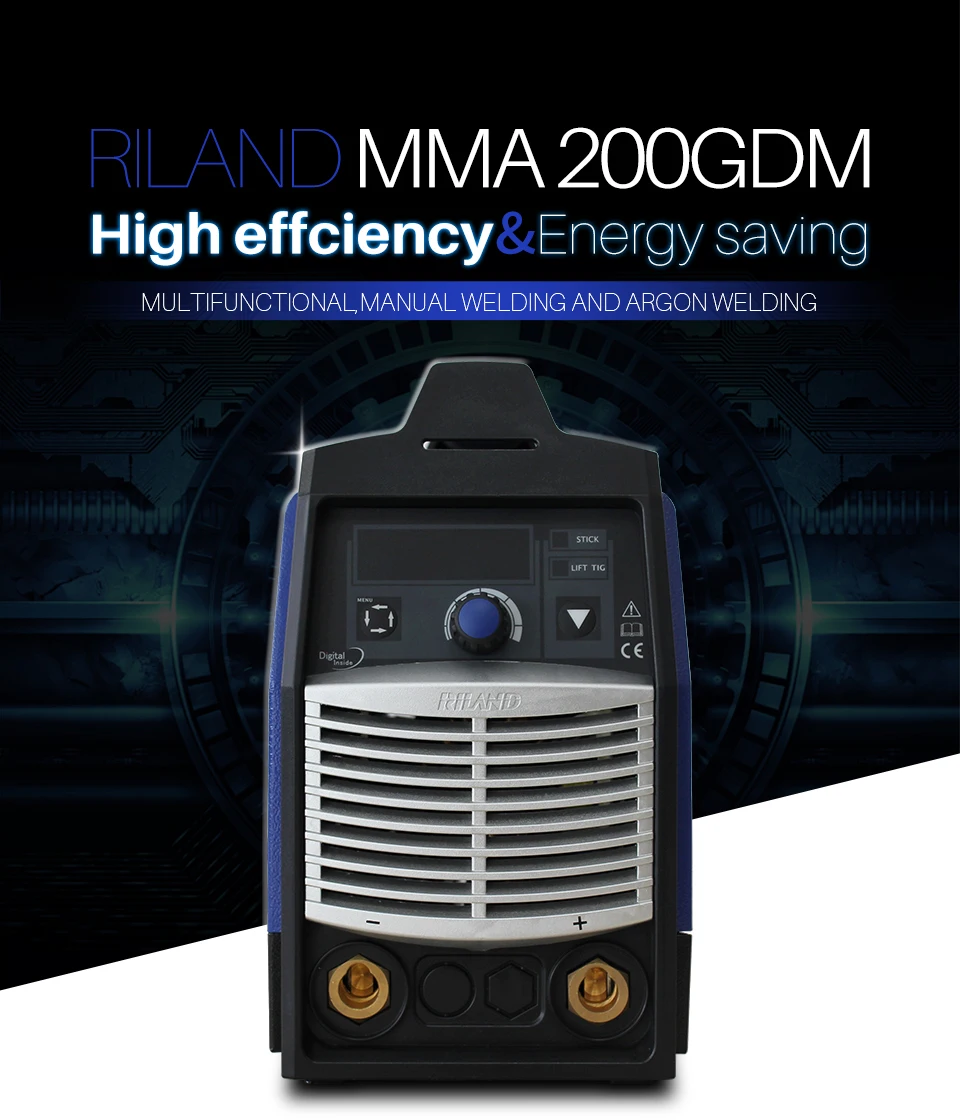 RILAND MMA200GDM 20-200Amp портативный инвертор сварочный аппарат MMA IGBT DC 220V для сварочных работ и электрической сварки