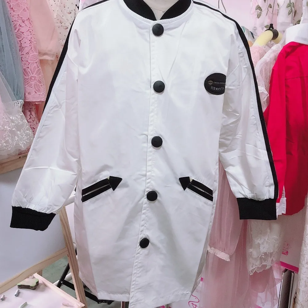 

2019 autumn and winter new long windbreaker solid color children's jacket k1