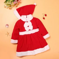 christmas costumes baby girl winter clothes children outfits cap sets fleece girls dress xmas hat jumpers red kids blouses 0 2y