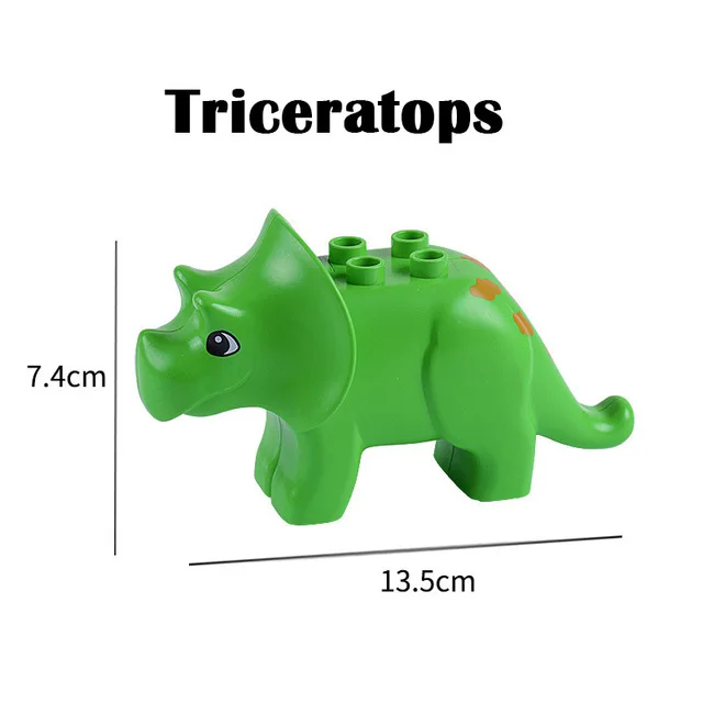 Triceratops Duplos фигурки животных, большие наборы строительных блоков, слон, обезьяна, лошадь, детские мини Развивающие игрушки для детей, подарок - Цвет: Triceratops