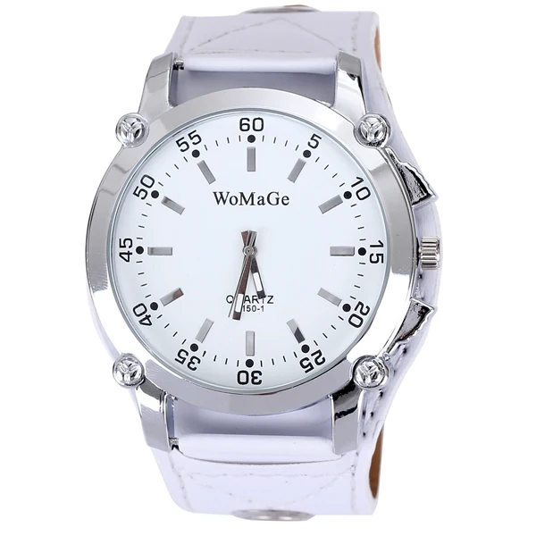 Elegant unique design artificial big face round quartz men leather watch casual perfect gift top quality free shipping | Наручные часы
