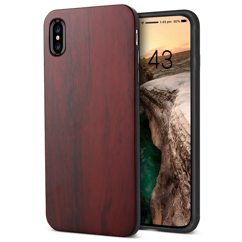 Ультратонкий чехол для iPhone X XS чехлы Apple 10 из натурального дерева и ТПУ