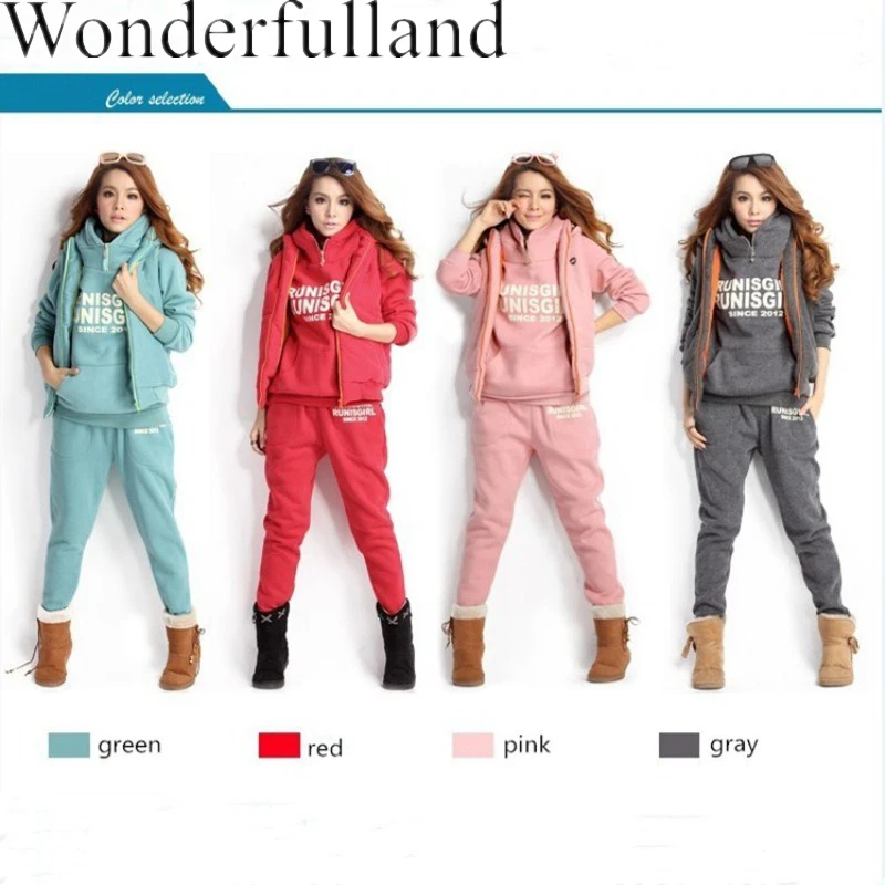 2016 leisure suit кардиган С Капюшоном свитер костюм женская мода толстый бархат трех