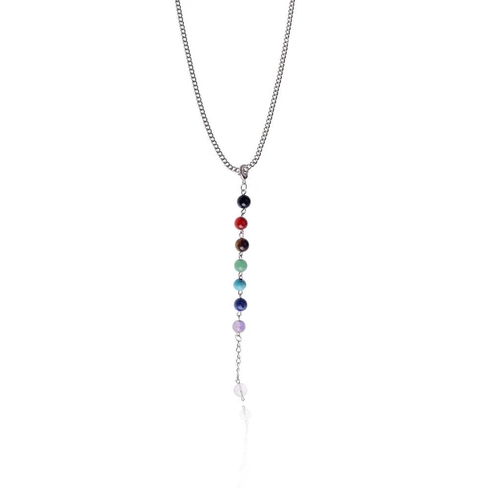 

Seven Color Natural Stone Chakra Necklaces Pendants Yoga Reiki Healing Balancing 7 Necklace Women Gift