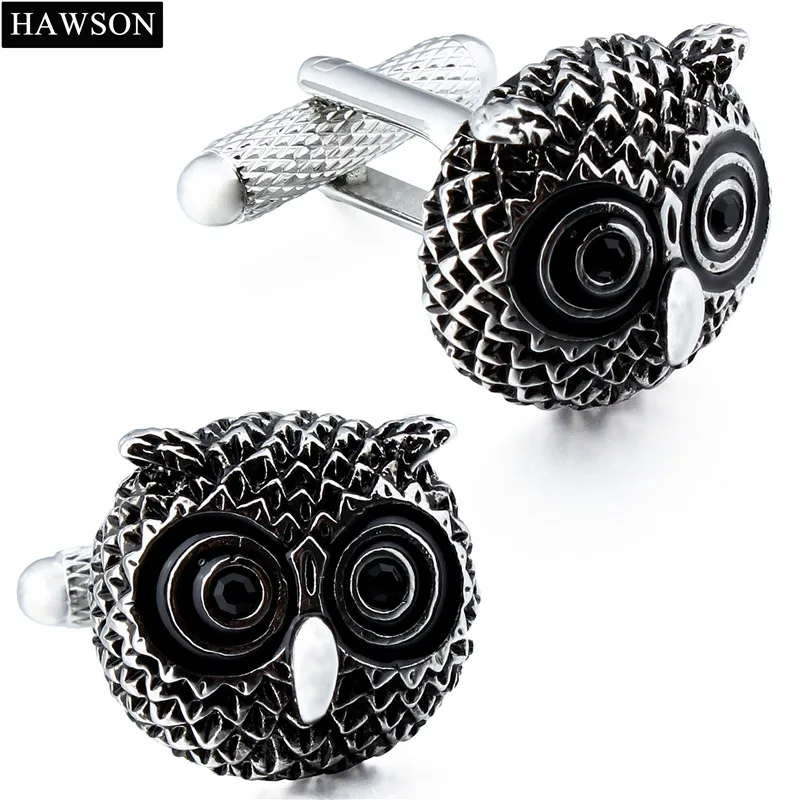 

Novelty Owl Shape Cuff links Black Enamel High Quality Animal Cufflinks Free Shipping