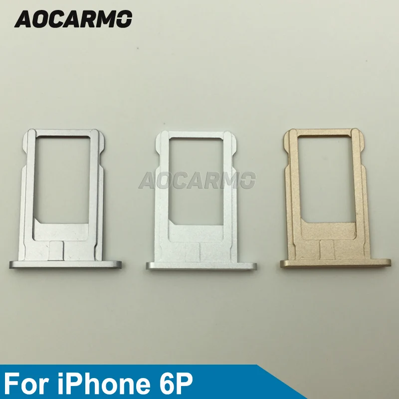 aocarmo sim card holder tray metal slot replacement for iphone 6plus 6p i6p goldsilvergrey free global shipping