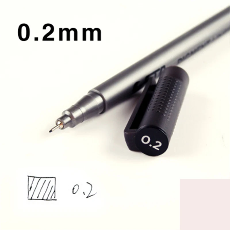0.2mm 1 шт., фирменные ручки с крючками, перманентные ручки, маркеры для рисования, для рисования, краски, ручки для рисования, для студентов, школьные товары для рукоделия, 9 размеров - Цвет: 0.2mm
