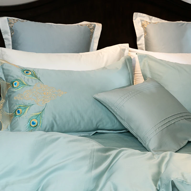 Роскошный Египетский хлопковый Семейный комплект из 4/6/8 шт. вышитый пододеяльник