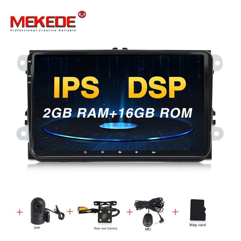 16G add Camera DVR MEKEDE 2 Din 9 дюймов Автомобильный DVD плеер для VW Volkswagen Passat Polo GOLF для Skoda Seat Leon gps-навигация FM RDS Карты радио 1080 P USB - Цвет: 16G add Camera DVR