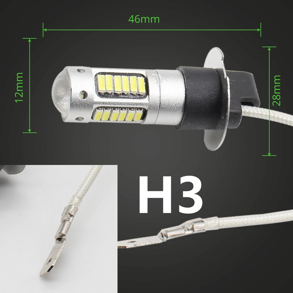 H3 Светодиодные Автомобильные фары 4014 чипов 30 SMD светодиодные лампы