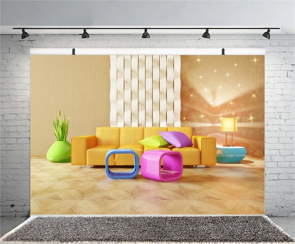 Laeacco Unique Living Room Sofa Home Decor Baby Children Interior Photographic Background Photography Backdrop For Photo Studio |
