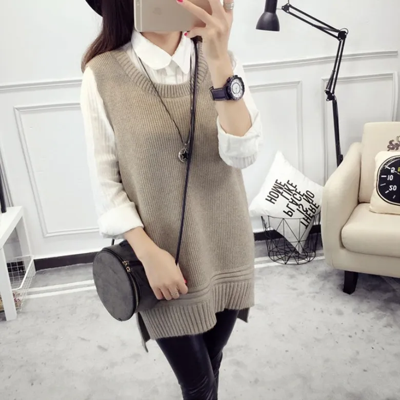 Spring and Autumn New Arrival Women Fashion O-neck Knitting Vest Korean Style Female Elegant Casual Sweater | Женская одежда