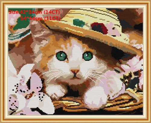 Oil painting cat Кошка Наборы для вышивания крестиком наборы для вышивания наборы для рукоделия животные пластик холст вышивка крестом пакет стежка вышивка крестом Woif вышивка Hafty - Цвет: Oil painting cat