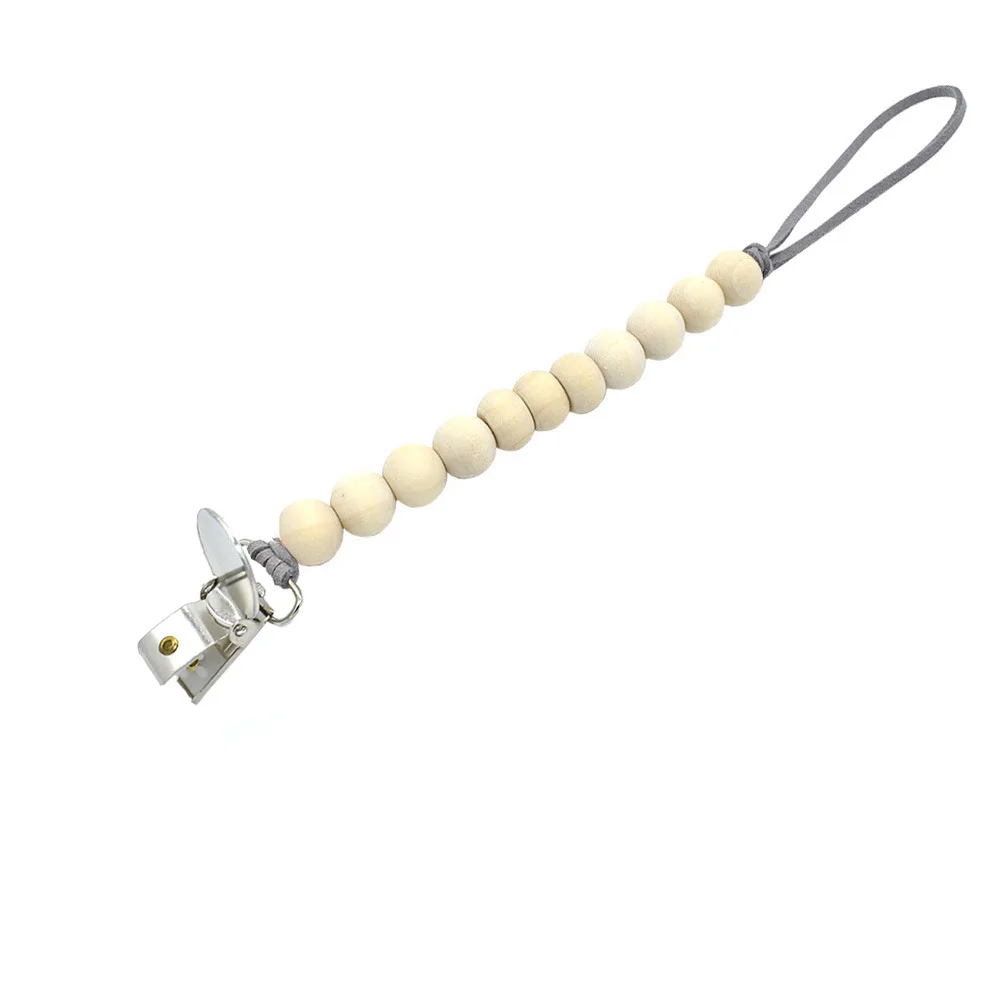Wood Pacifier Clip Chain Wooden Bead Dummy Holder Cute Clips Soother Chains Baby Teething Toy for Chew F X | Мать и ребенок