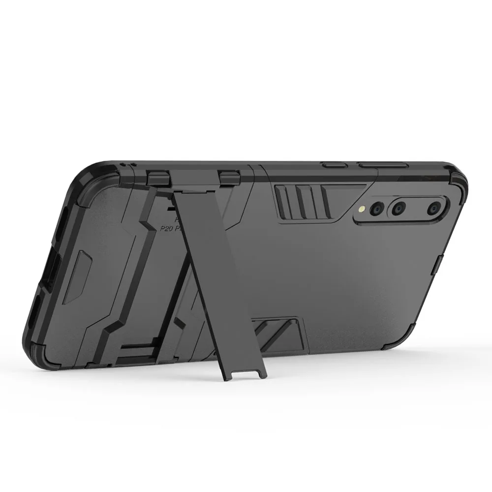 Dual Layer Tank Hybrid Armor Case For Huawei P20 Pro With Kickstand Anti Scratch Impact Protective Back Cover |