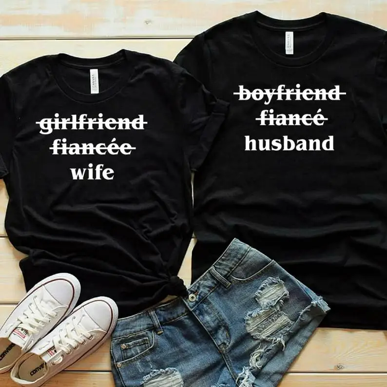 

Skuggnas New Arrival Girlfriend Fiancee Husband Wife His and Hers Cute Couples T Shirts Short Sleeve Fashion Tumblr Tees