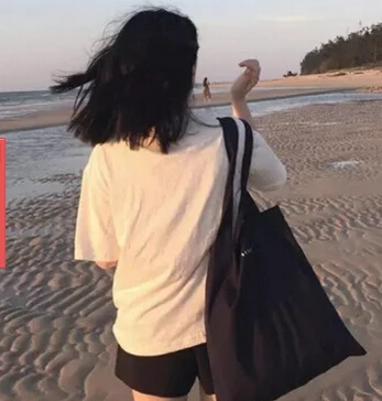 Черная Холщовая Сумка Женская Студенческая сумка на плечо|shoulder bags|canvas bagbags female |