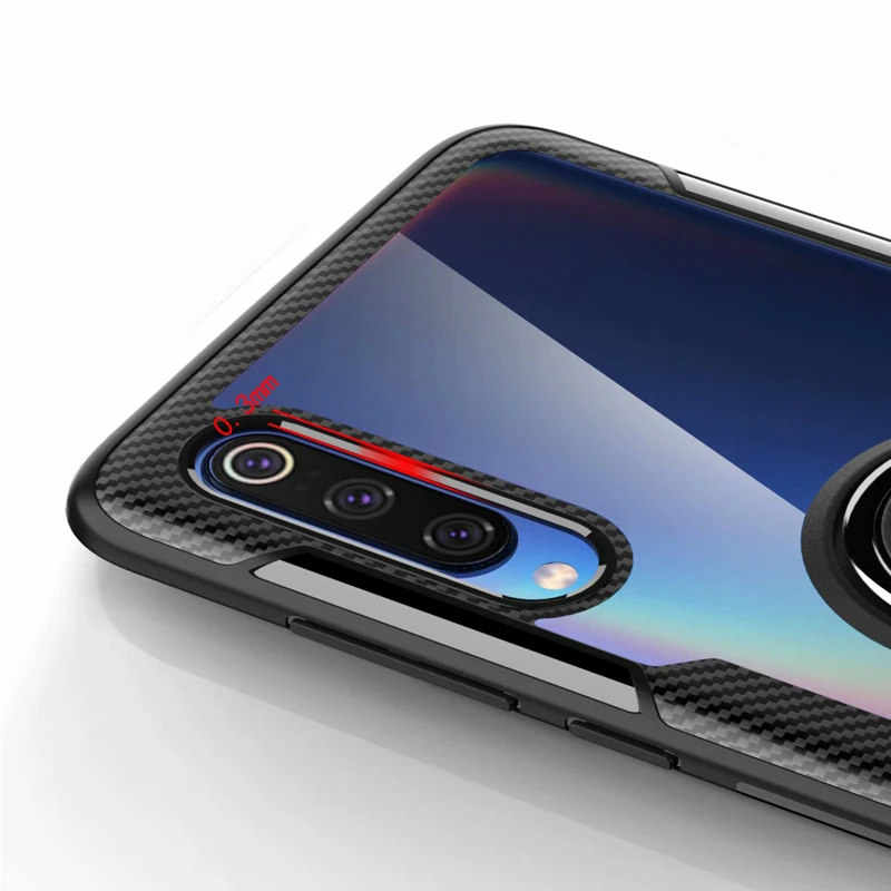 Чехол MI 9 для Xiaomi чехол Роскошный прозрачный ПК + углеродное волокно полное