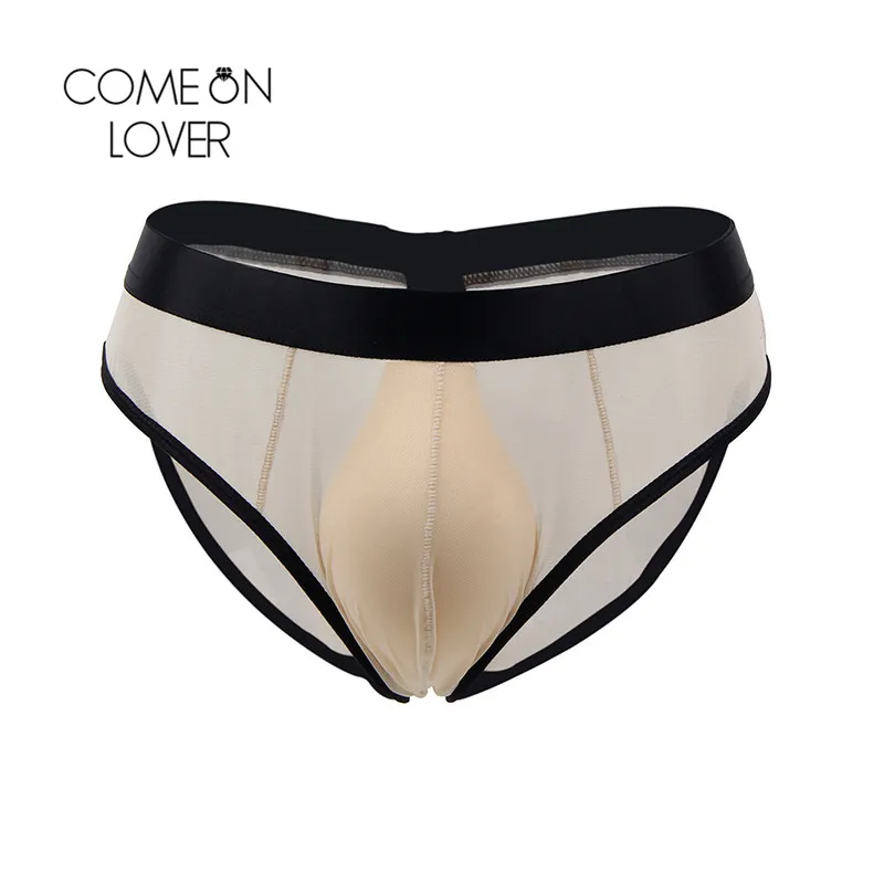 

Comeonlover Open Back Sexy Briefs Men Beige See Through Heren Slips Hipster Gay Man Panties Hot Sale Men Sexy Under Wear MPL072