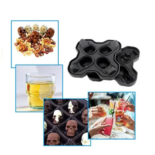 Череп Форма 3D Ice Cube Mold Maker бар вечерние силиконовые лотков Шоколад Плесень подарок мороженое инструменты