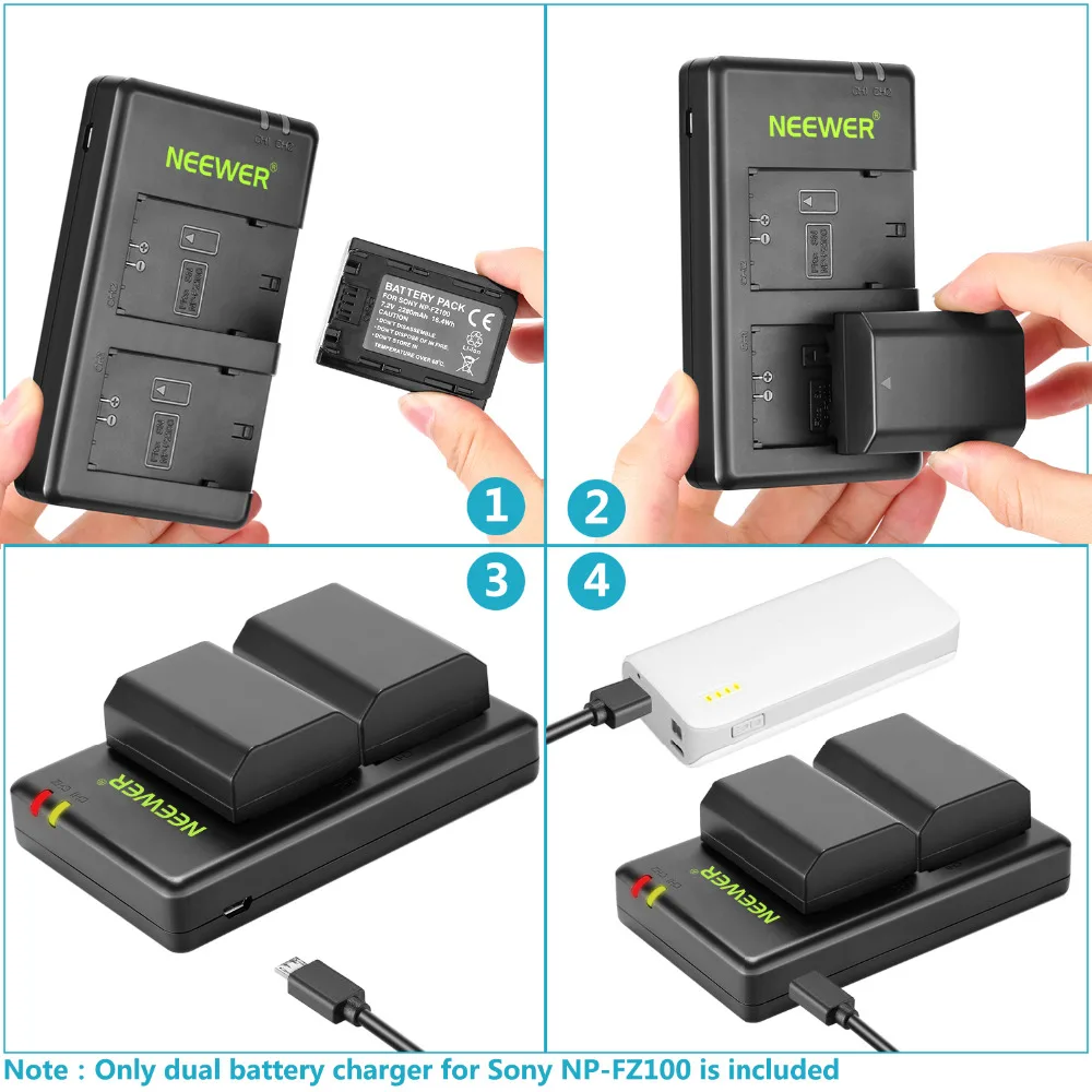 Neewer двойной микро порт USB зарядное устройство для батареи Sony NP FZ100 совместимо с