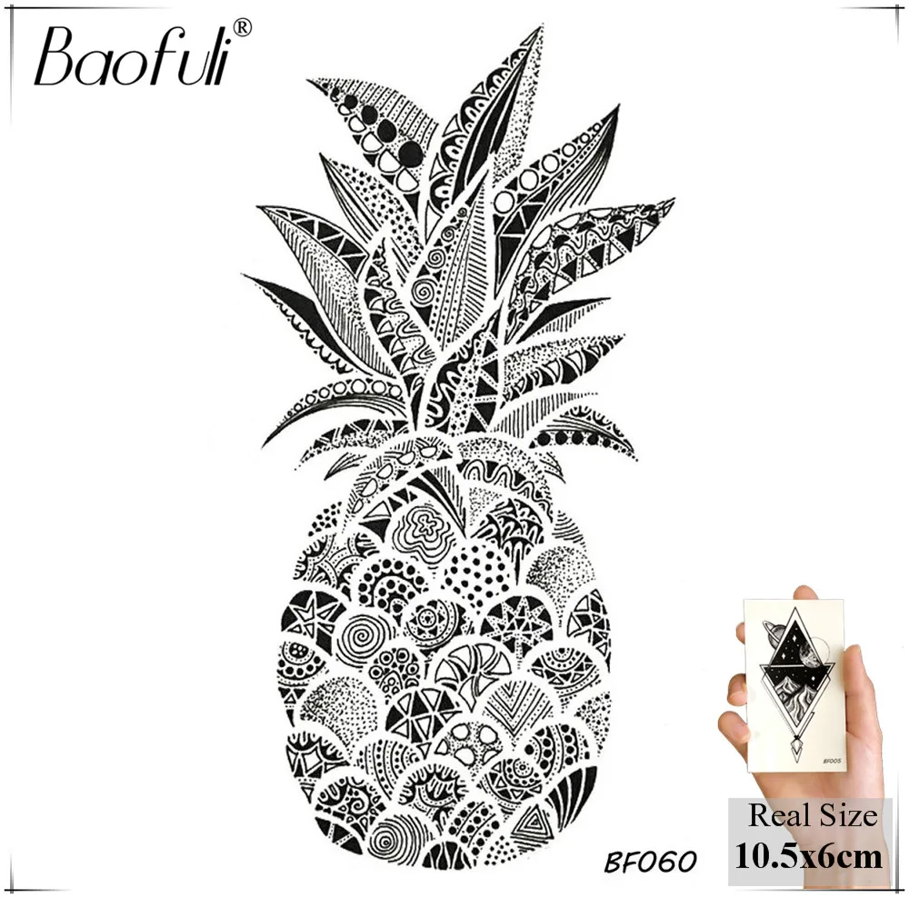 BAOFULI женские цветы хны временная татуировка ананас передача воды искусство тела