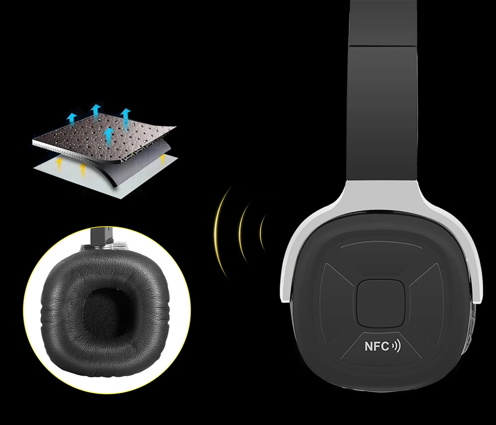 Би беспроводные наушники bluetooth стерео портативный папка гарнитура наушники с Спорт приложение микрофон NFC для телефона Компьютер ТВ