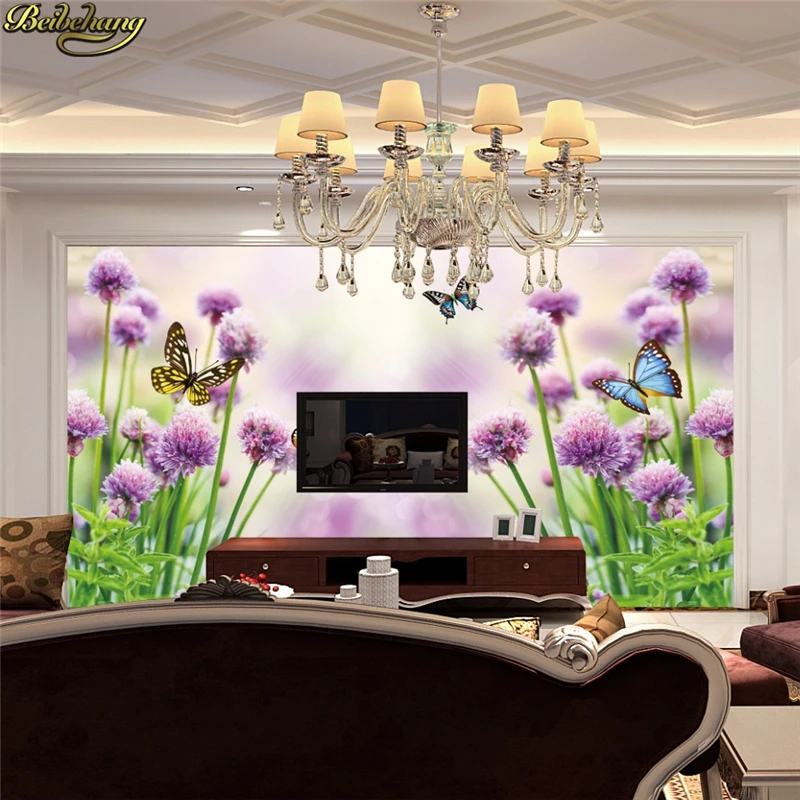 beibehang Large modern bedroom living room TV backdrop mural custom wallpaper romantic dandelion 3d papel de parede | Обустройство