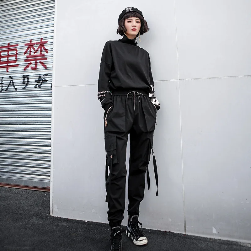 Весна-лето уличная одежда брюки-карго женские повседневные джоггеры черные