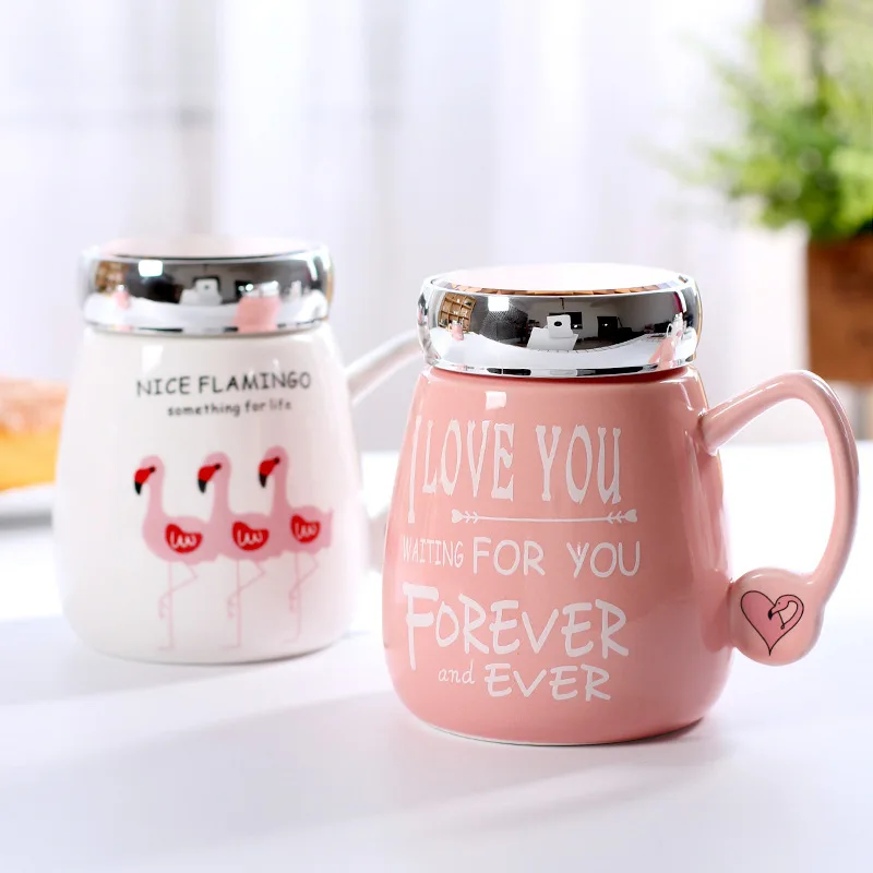 Креативная кружка с фламинго Хрустальный чехол зеркальная керамическая чашка