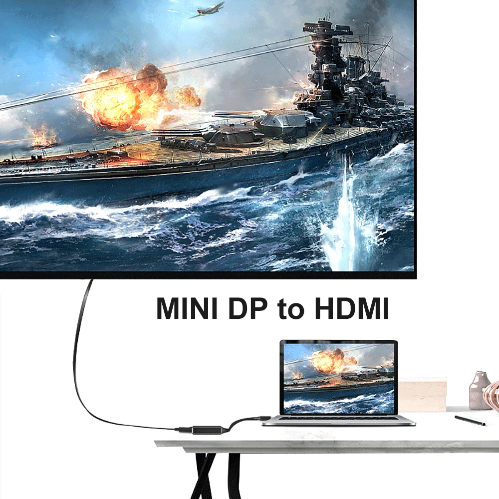 Kebidu 4K Мини Дисплей Порты и разъёмы DP to HDMI совместимого адаптера HD 1080P мини адаптер
