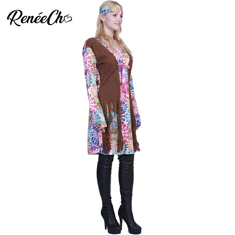 2018 Women Hippie Costume Adult Carnival Party 1960`s Retro Peace And Love Halloween For Fancy Dress |