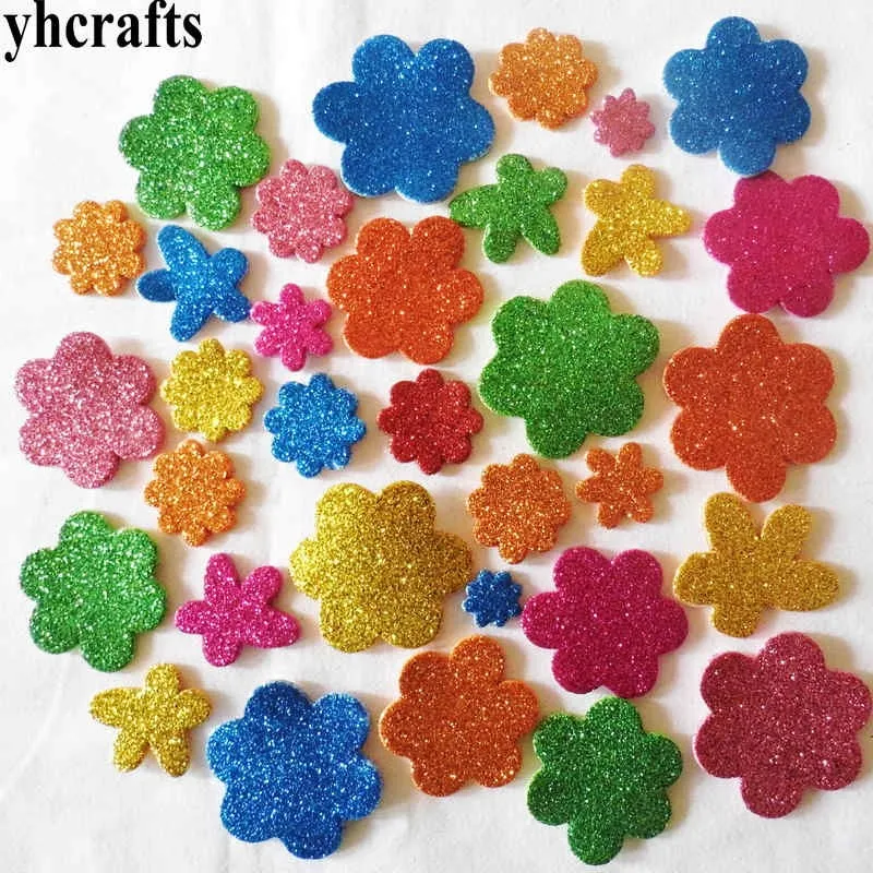 1bag/LOT,Glitter flower foam stickers Baby room decoration Early learning educational toys Kindergarten craft diy toys cheapOEM